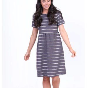 Last Chance Before Donating on 12/1! MIKAROSE Gray and White Striped Dress